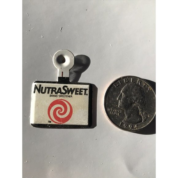 Vintage NUTRASWEET Sweetener  Metal Tab Pin Advertising Promotion - Picture 2 of 3